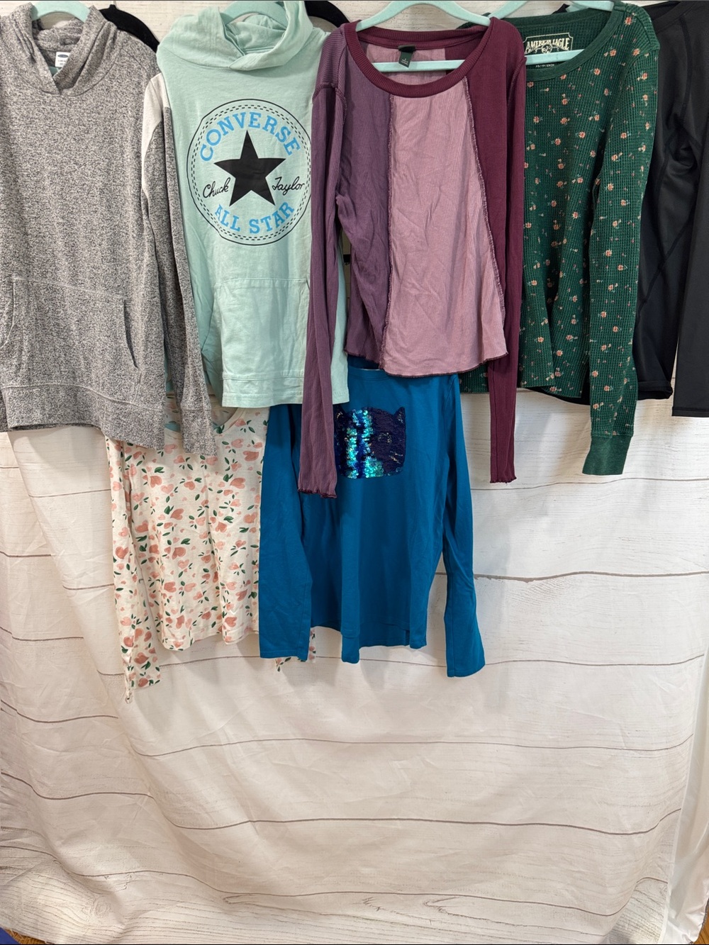 Bundle of 7 Girls long sleeve tops size 10 American Eagle-Cat & Jack-Converse